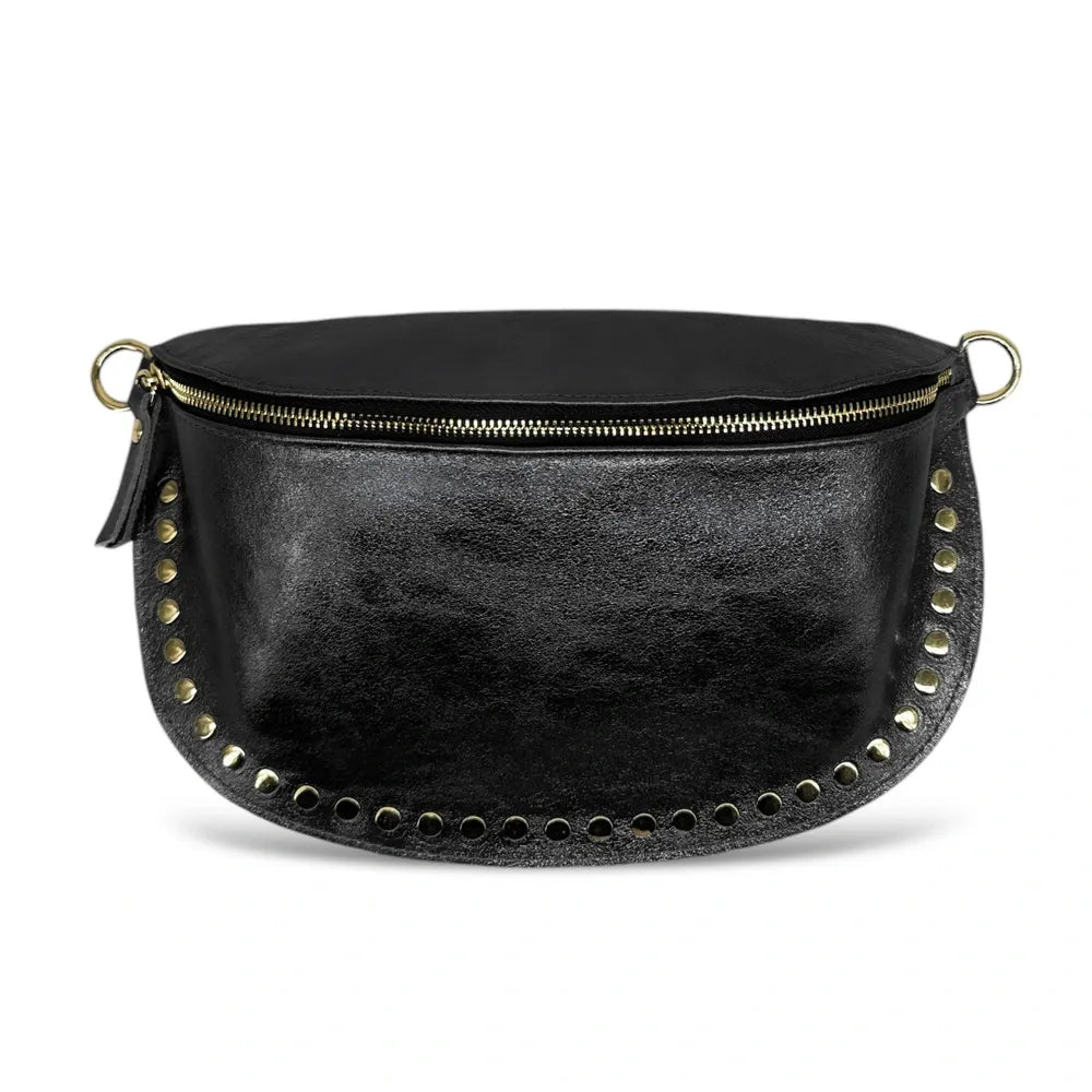 Sac banane en cuir irisé LOU PANADAS Noir irisé