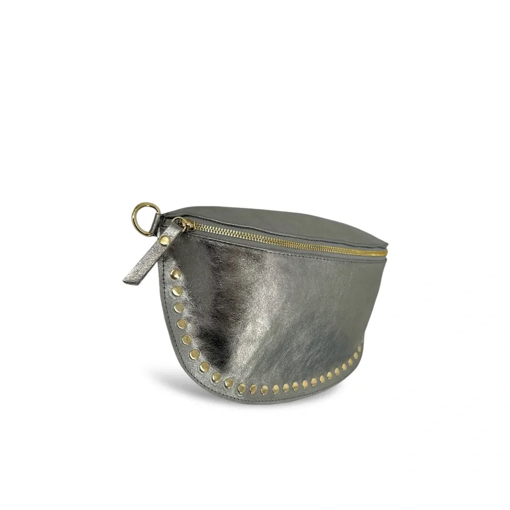 Sac banane en cuir irisé LOU PANADAS Argent moyen