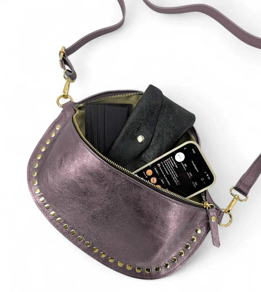 Sac banane en cuir irisé LOU PANADAS Chocolat givré