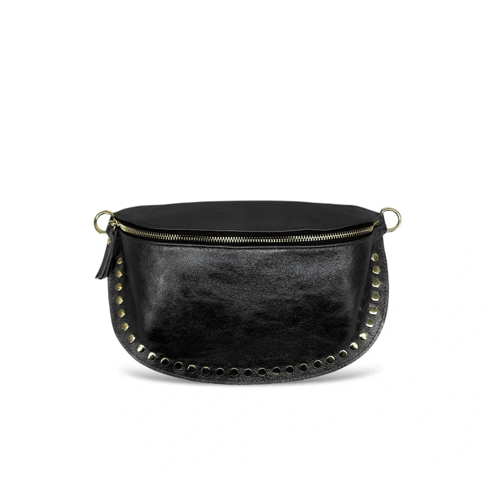 Sac banane en cuir irisé LOU PANADAS Noir irisé