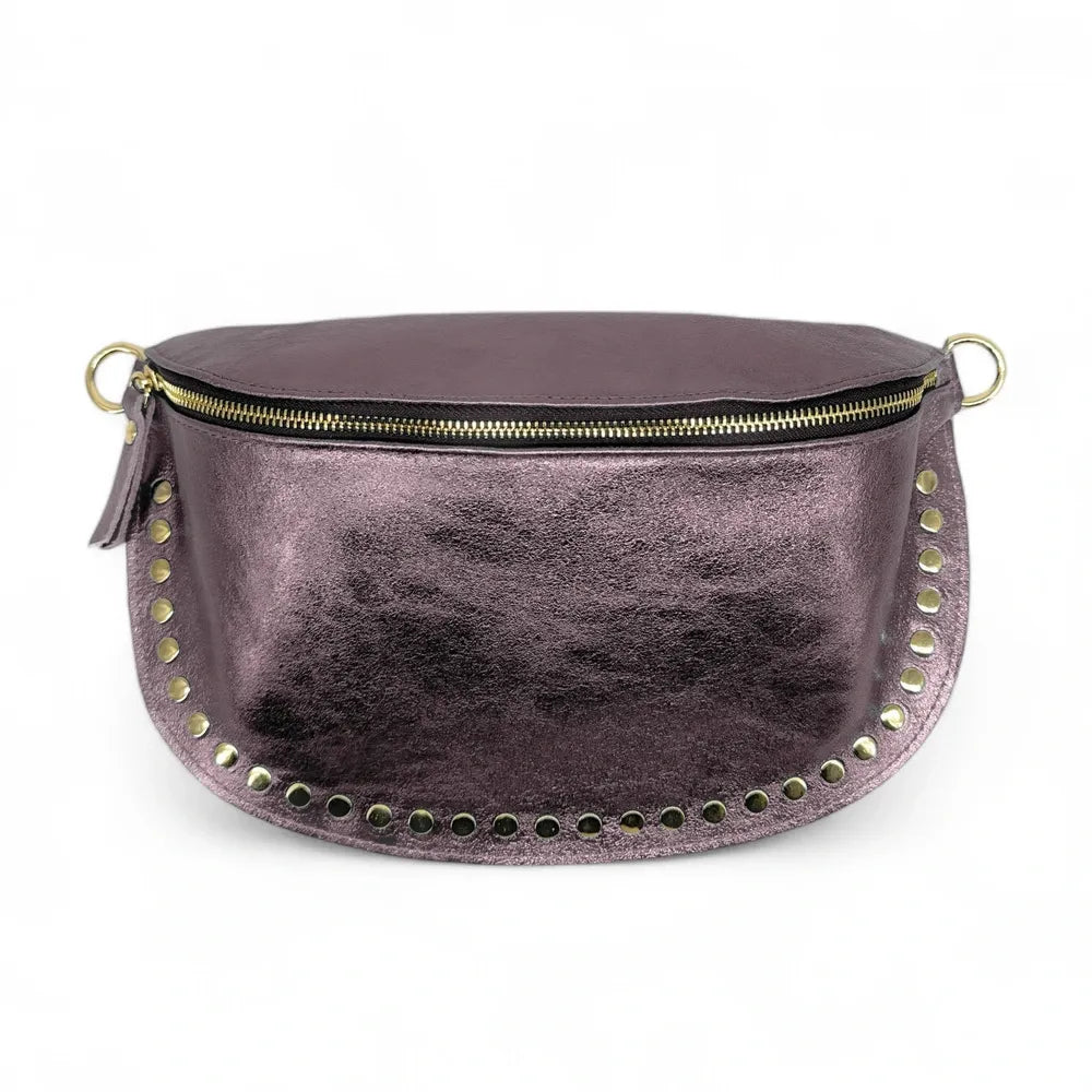 Sac banane en cuir irisé LOU PANADAS Chocolat givré