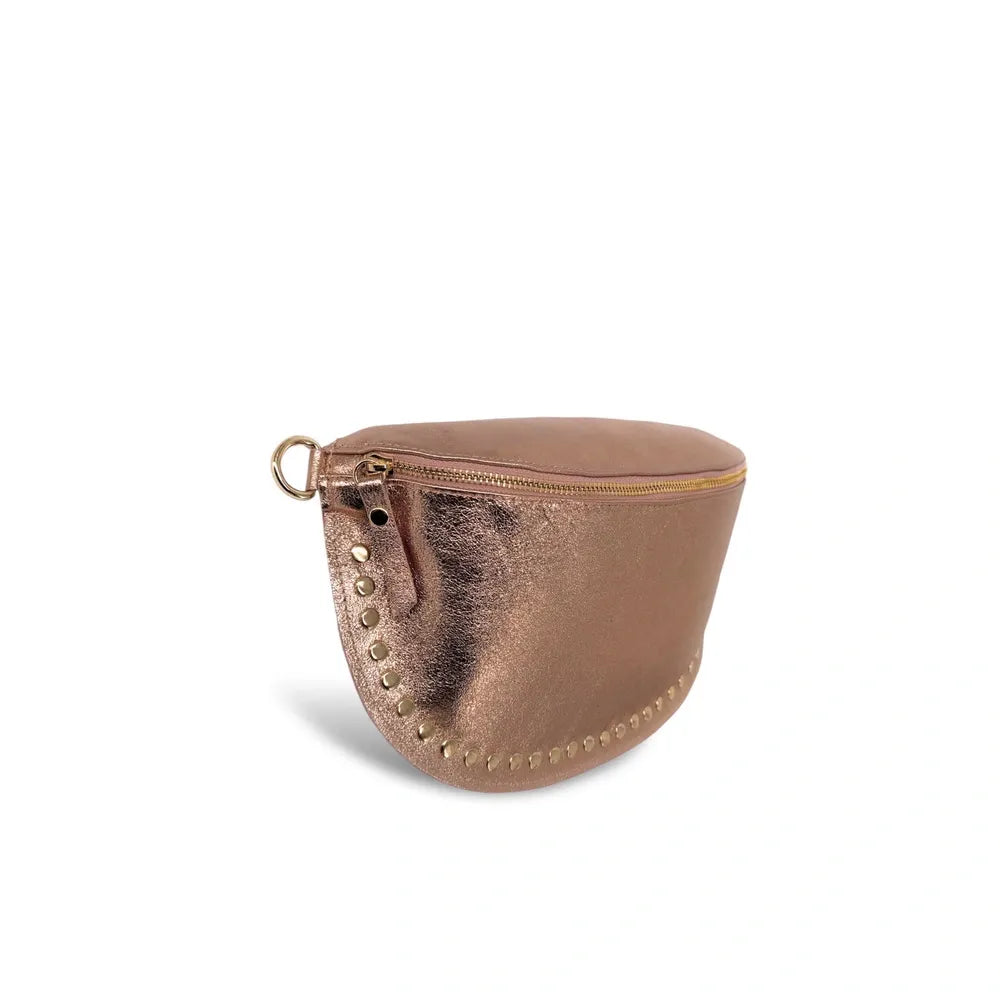 Sac banane en cuir irisé LOU PANADAS Rose gold