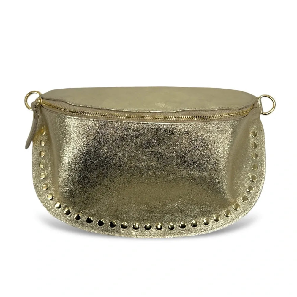 Sac banane en cuir irisé LOU PANADAS Or pâle