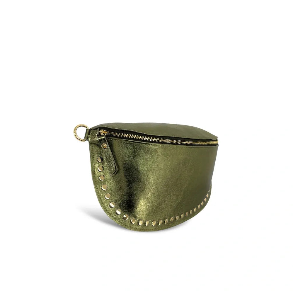 Sac banane en cuir irisé LOU PANADAS Kaki irisé
