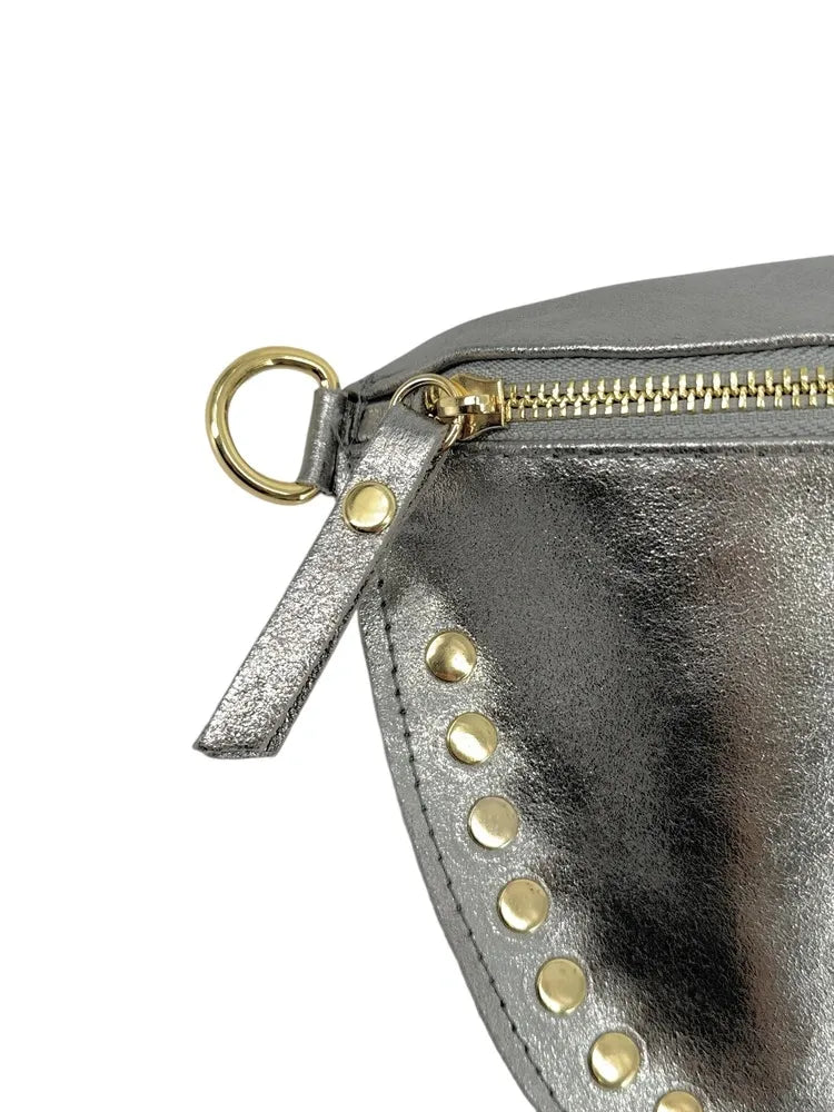 Sac banane en cuir irisé LOU PANADAS Argent moyen