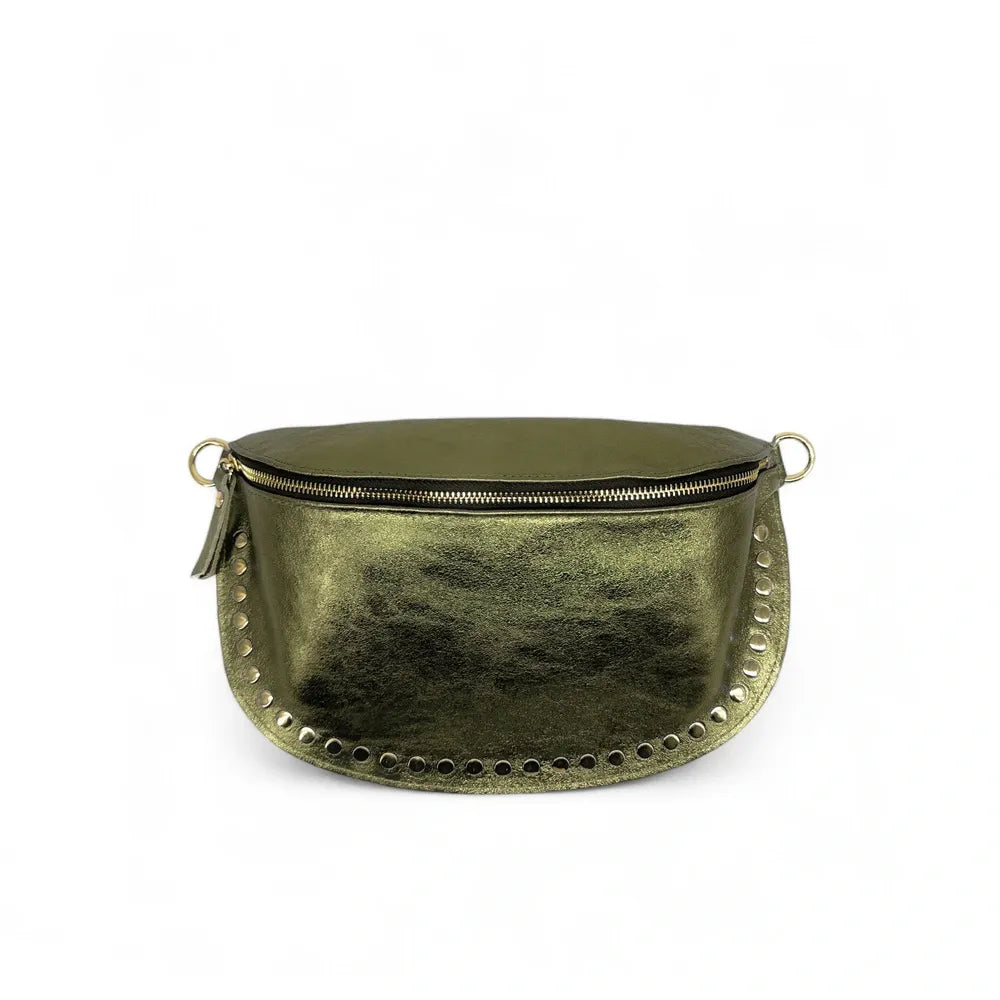Sac banane en cuir irisé LOU PANADAS Kaki irisé