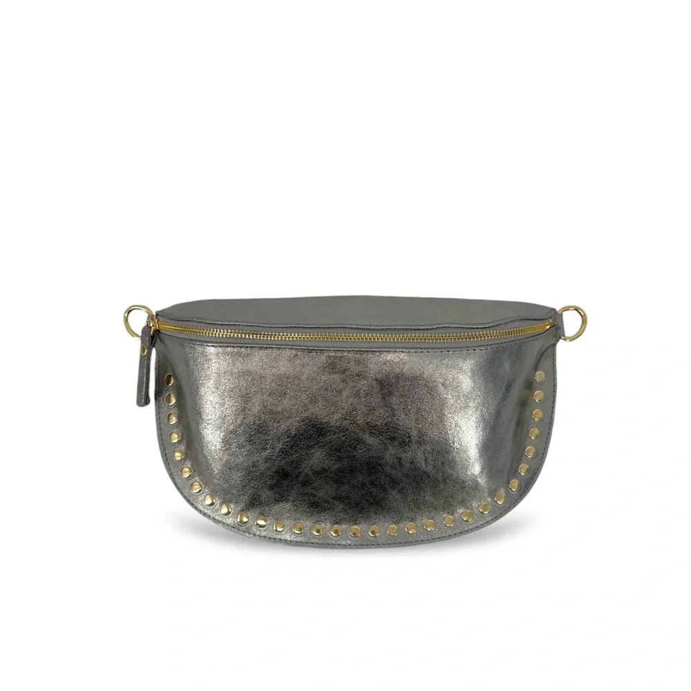 Sac banane en cuir irisé LOU PANADAS Argent moyen