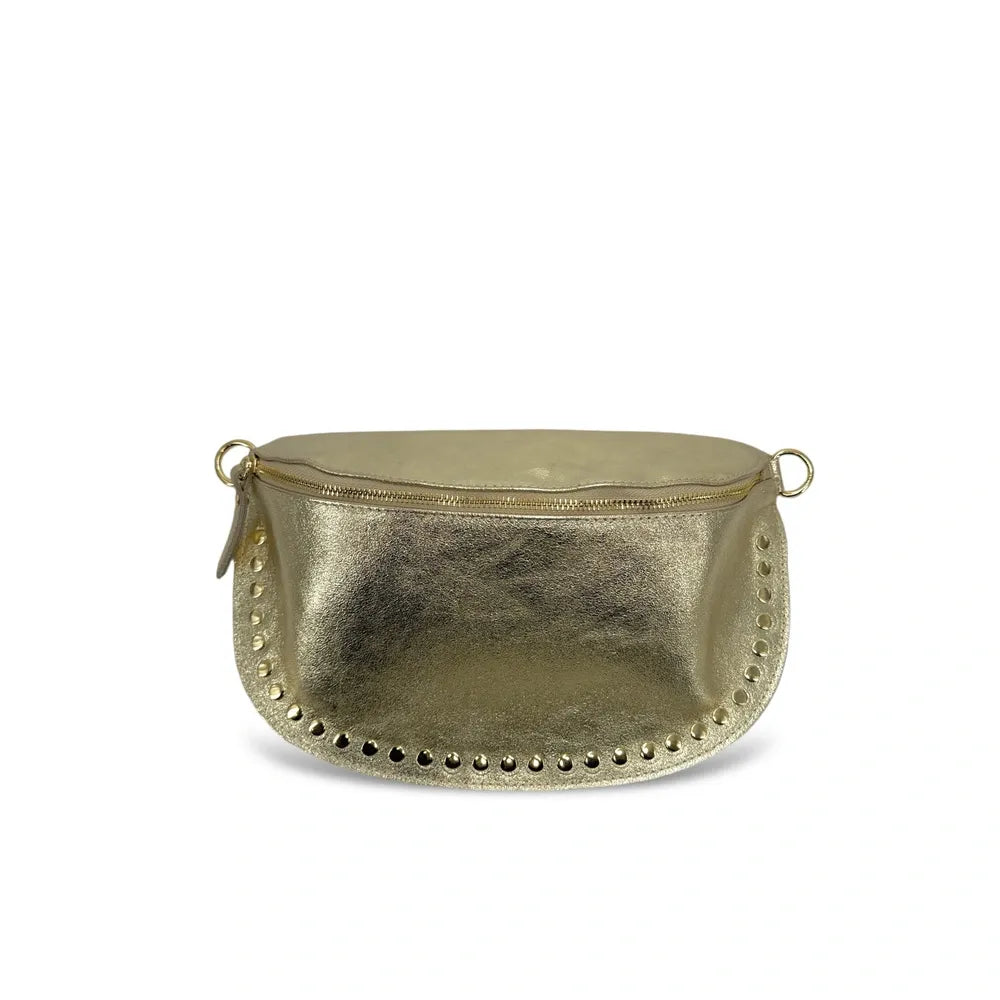 Sac banane en cuir irisé LOU PANADAS Or pâle