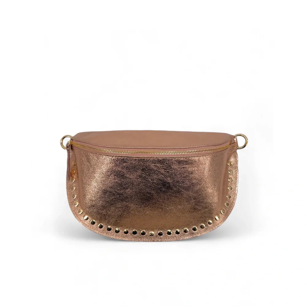 Sac banane en cuir irisé LOU PANADAS Rose gold