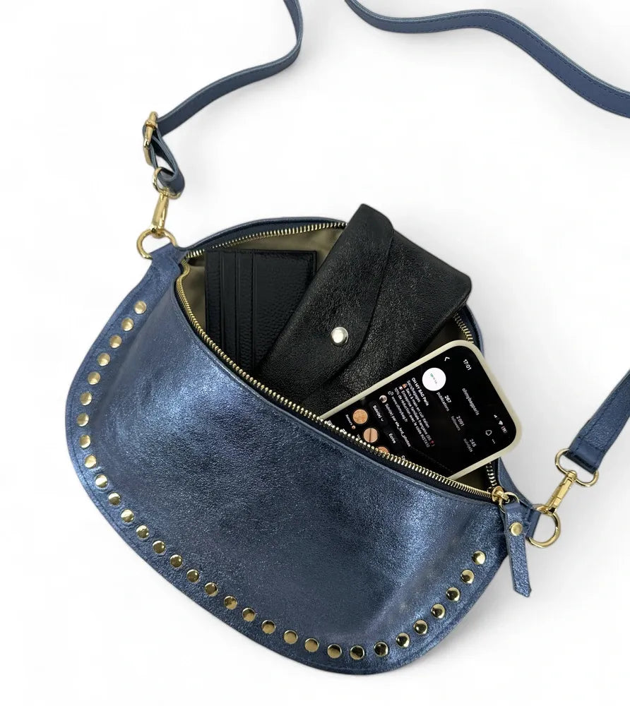 Sac banane en cuir irisé LOU PANADAS Bleu cobalt irisé