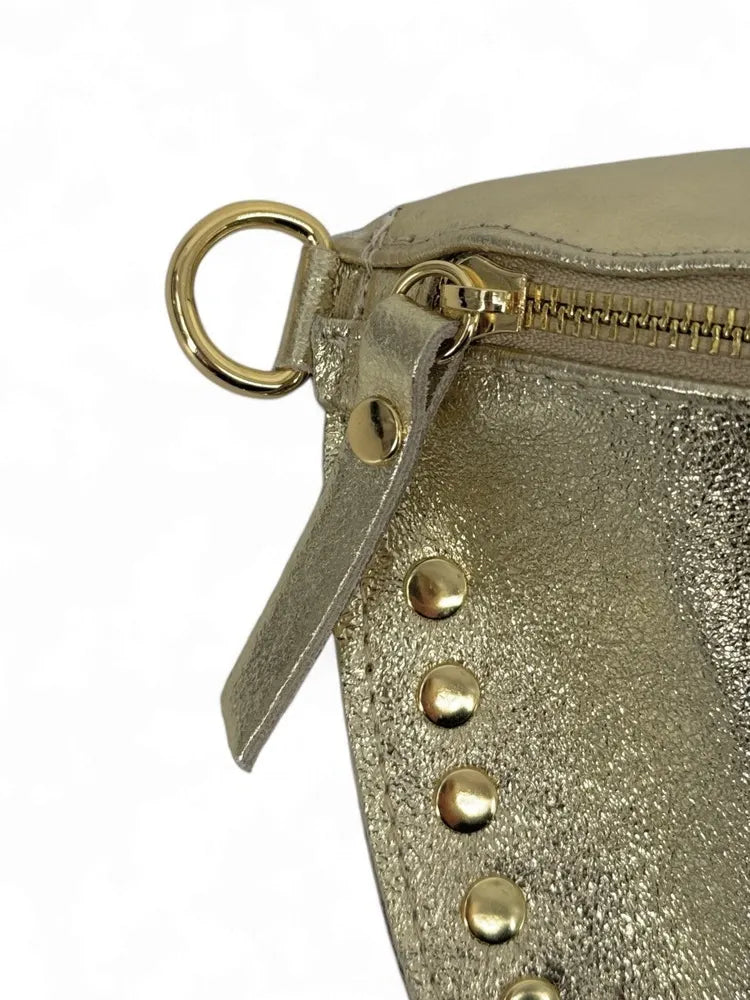 Sac banane en cuir irisé LOU PANADAS Or pâle