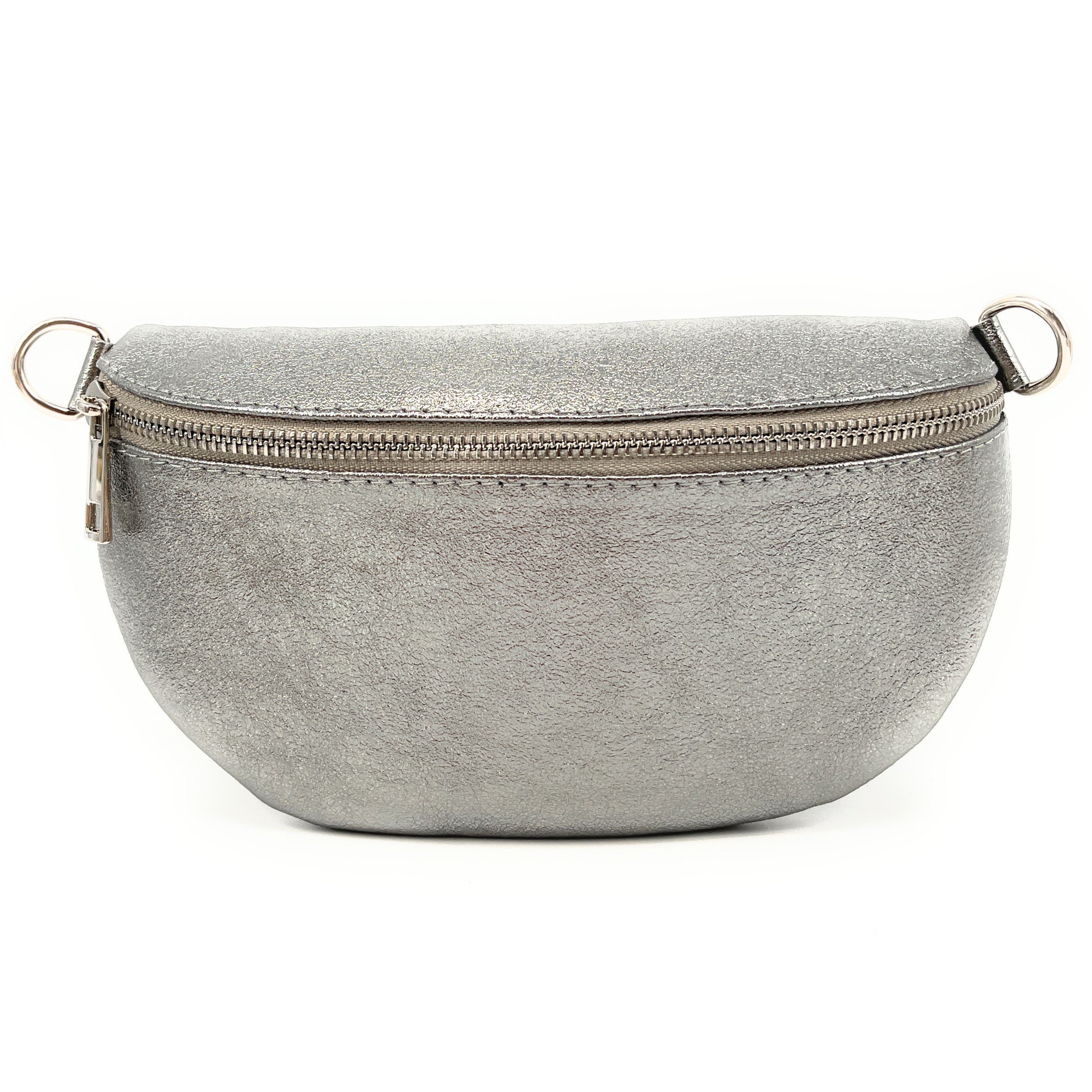 Sac banane en cuir irisé LOU Argent moyen