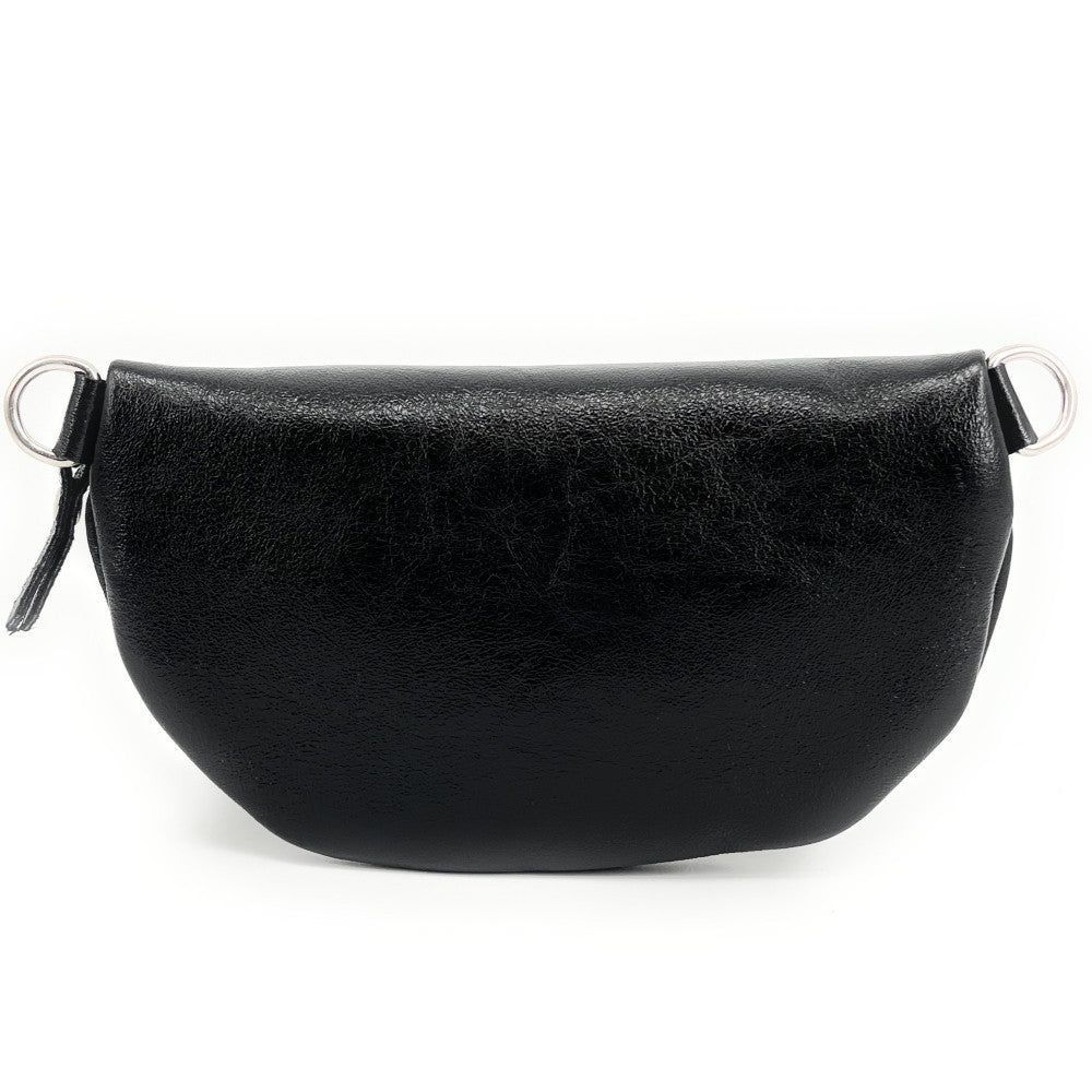 Sac banane en cuir irisé LOU Noir irisé