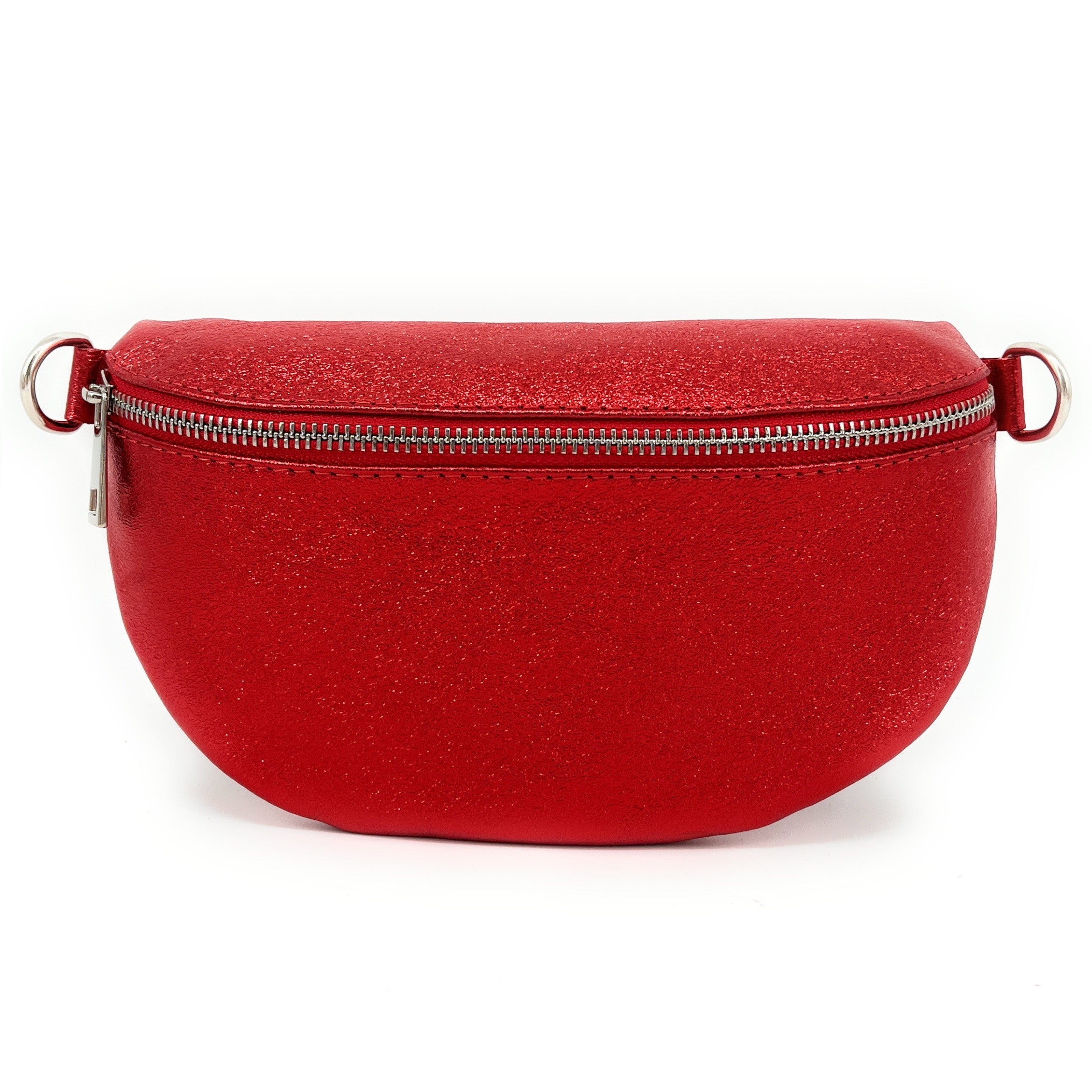Sac banane en cuir irisé LOU Rouge garance