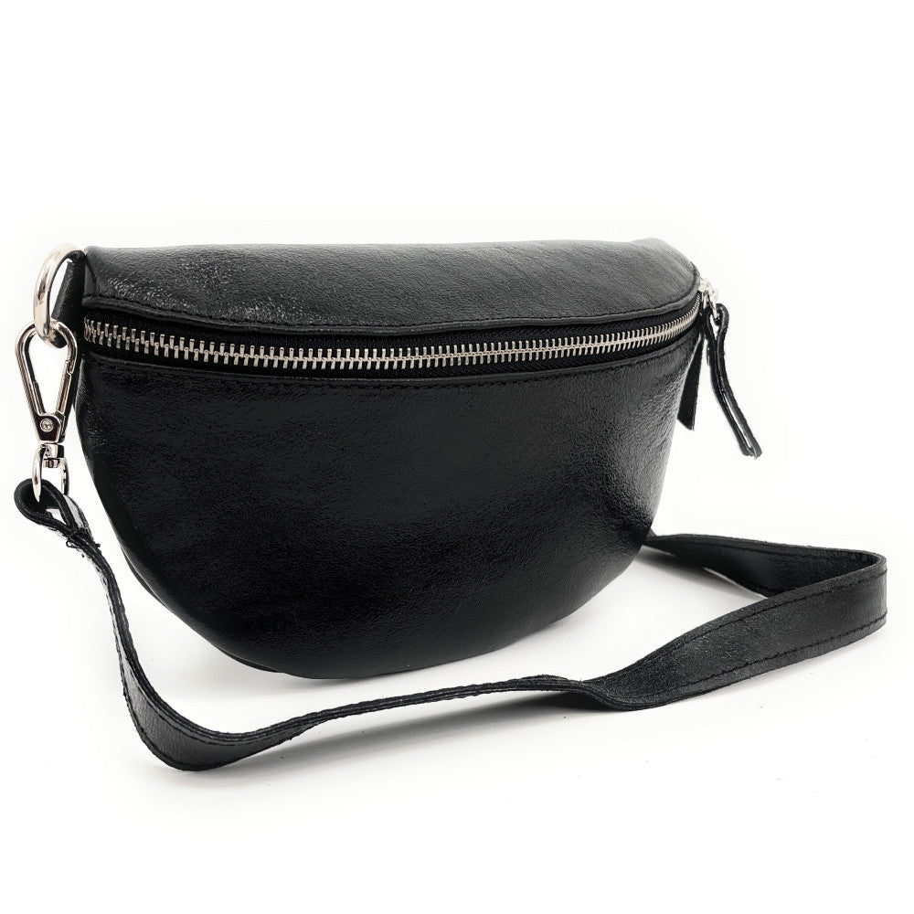 Sac banane en cuir irisé LOU Noir irisé