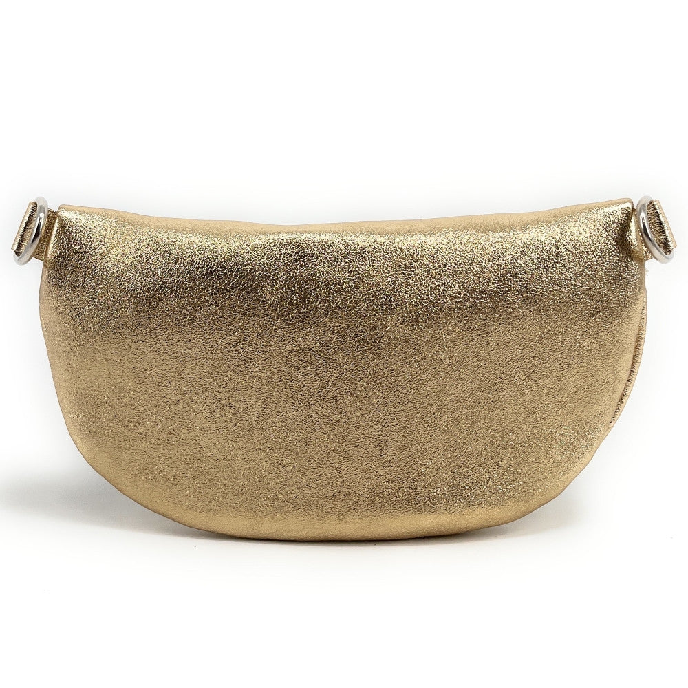 Sac banane en cuir irisé LOU Or pâle