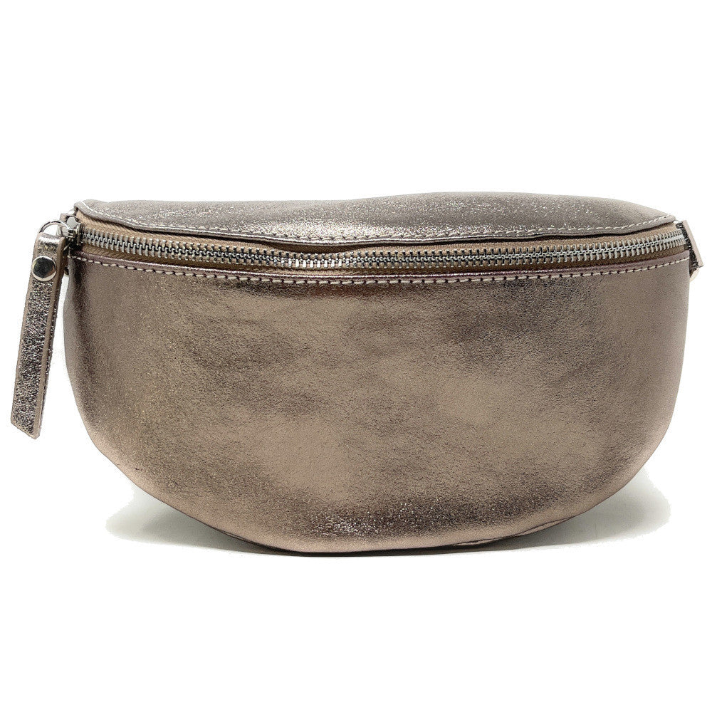 Sac banane en cuir irisé LOU Champagne irisé