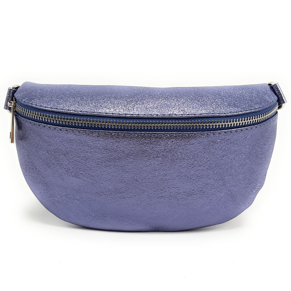 Sac banane en cuir irisé LOU Lilas irisé