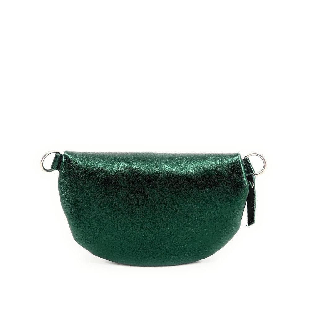 Sac banane en cuir irisé LOU Vert forêt