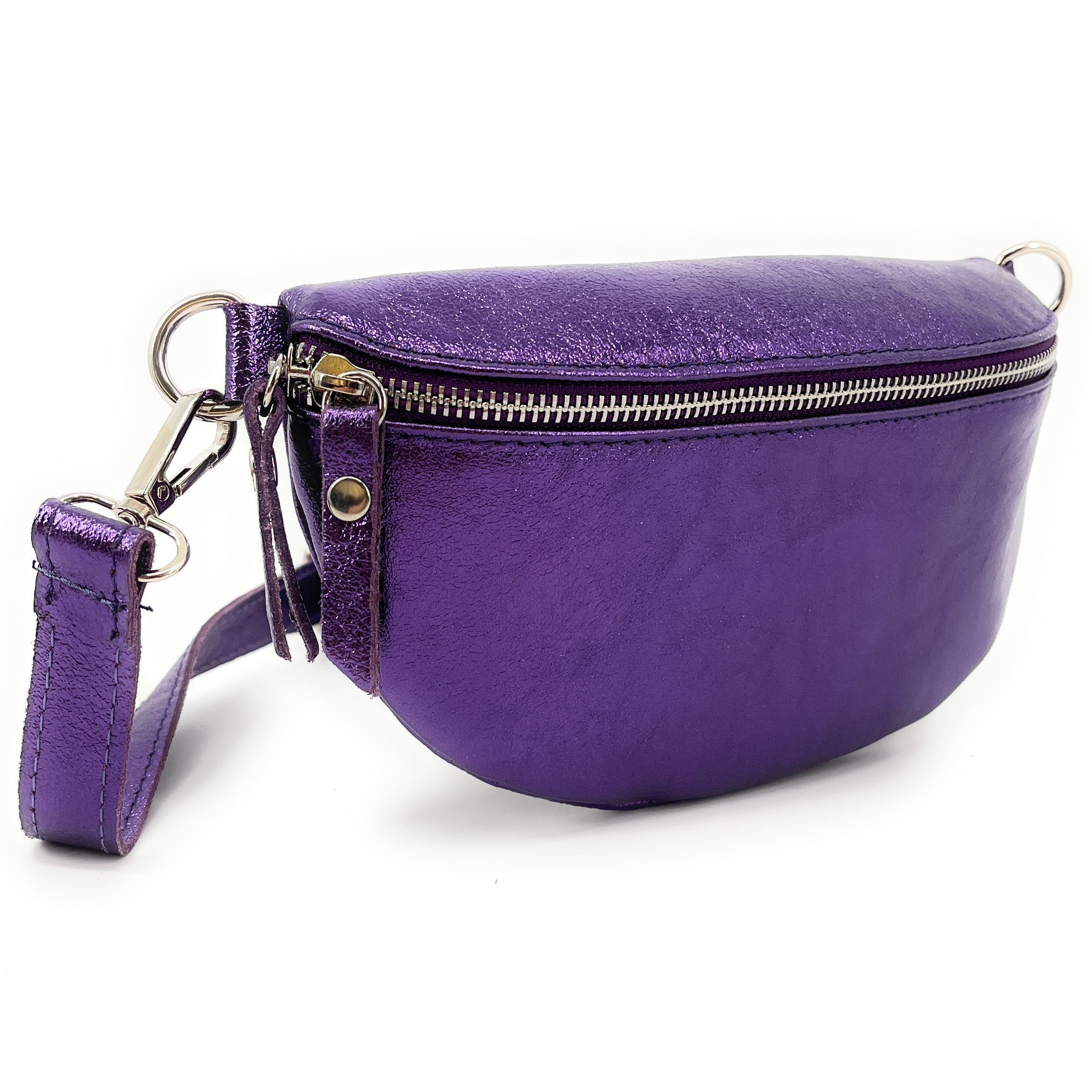 Sac banane en cuir irisé LOU Améthyste
