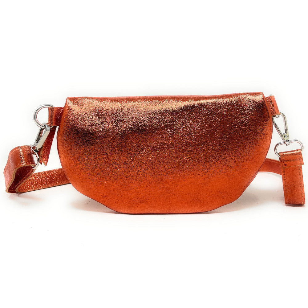 Sac banane en cuir irisé LOU Orange irisé