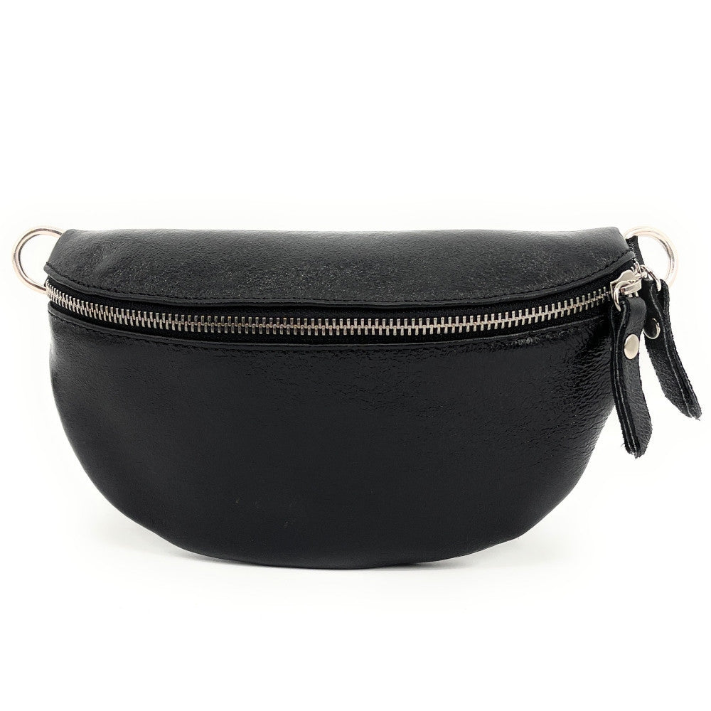 Sac banane en cuir irisé LOU Noir irisé