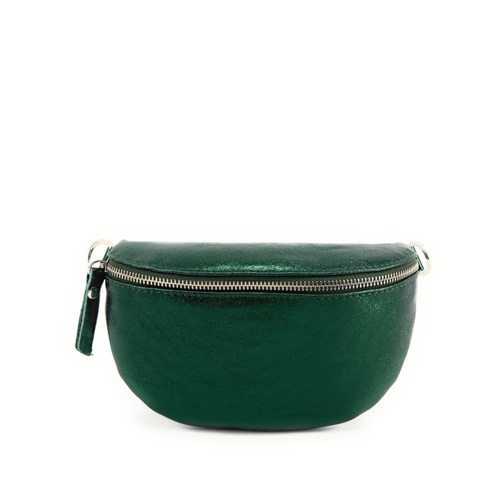 Sac banane en cuir irisé LOU Vert forêt