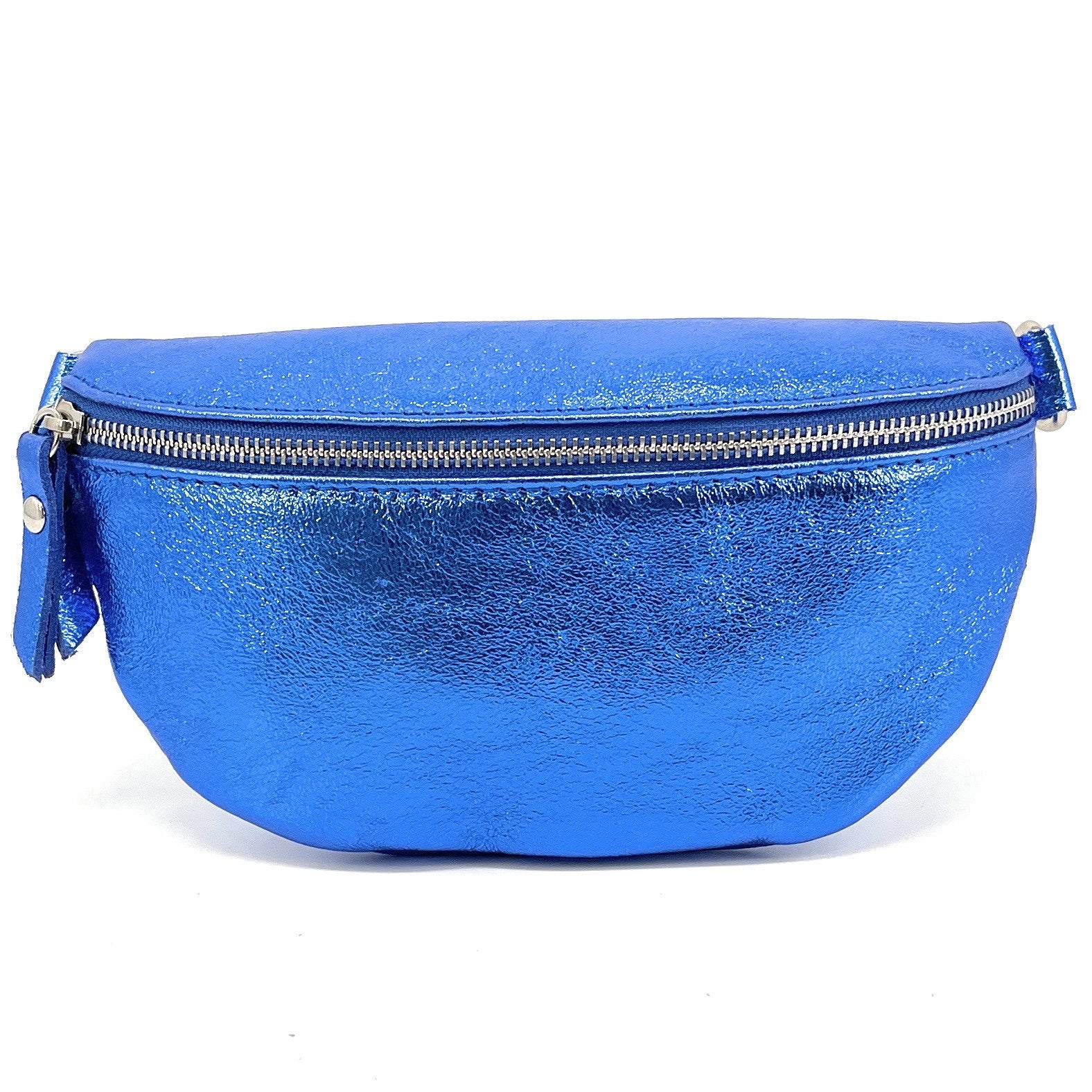 Sac banane en cuir irisé LOU Bleu roi irisé