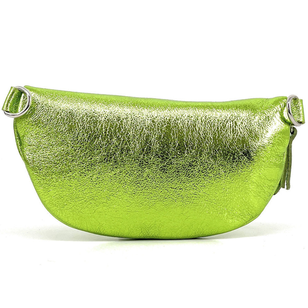 Sac banane en cuir irisé LOU Vert anis