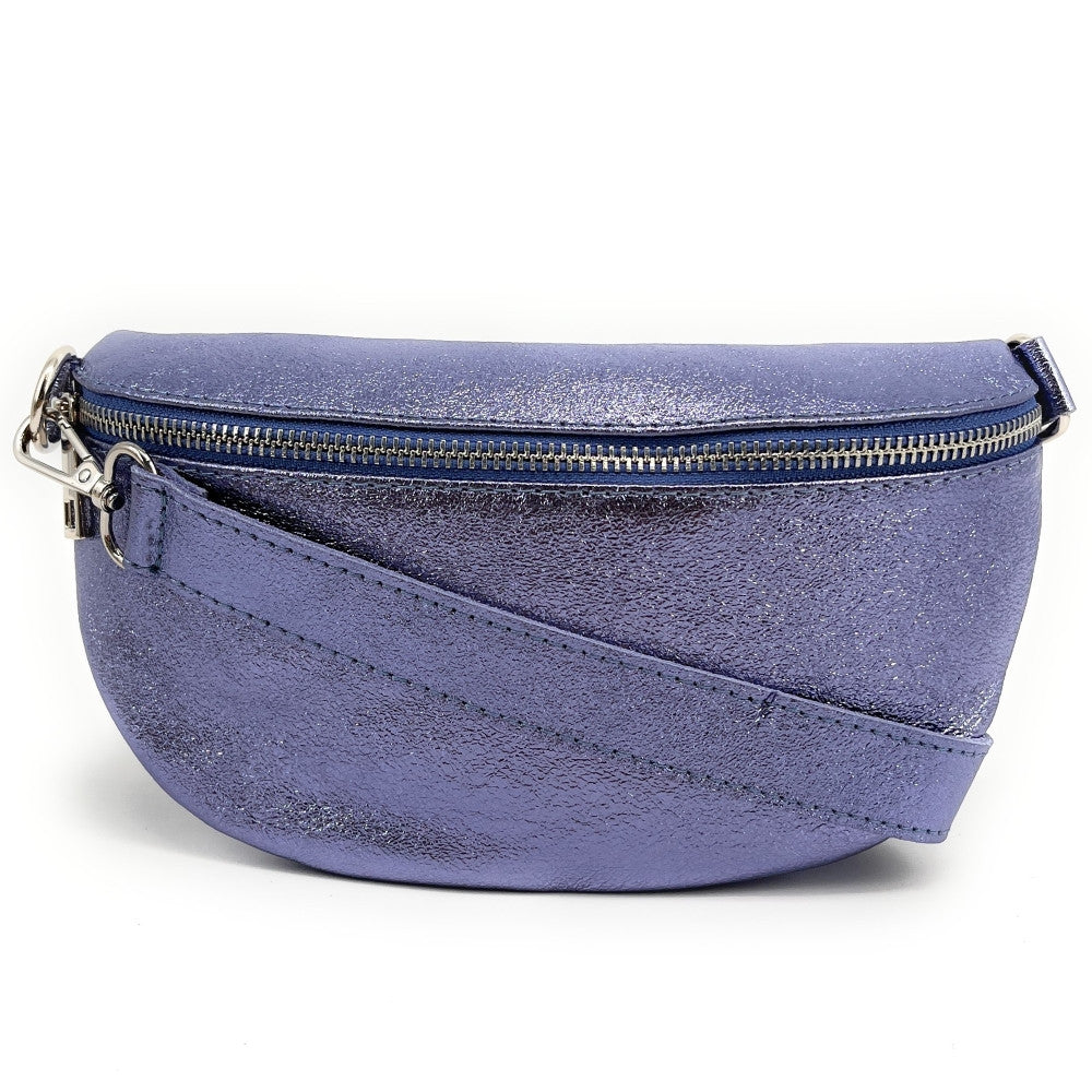 Sac banane en cuir irisé LOU Lilas irisé