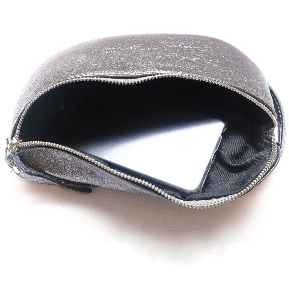 Sac banane en cuir irisé LOU Argent foncé
