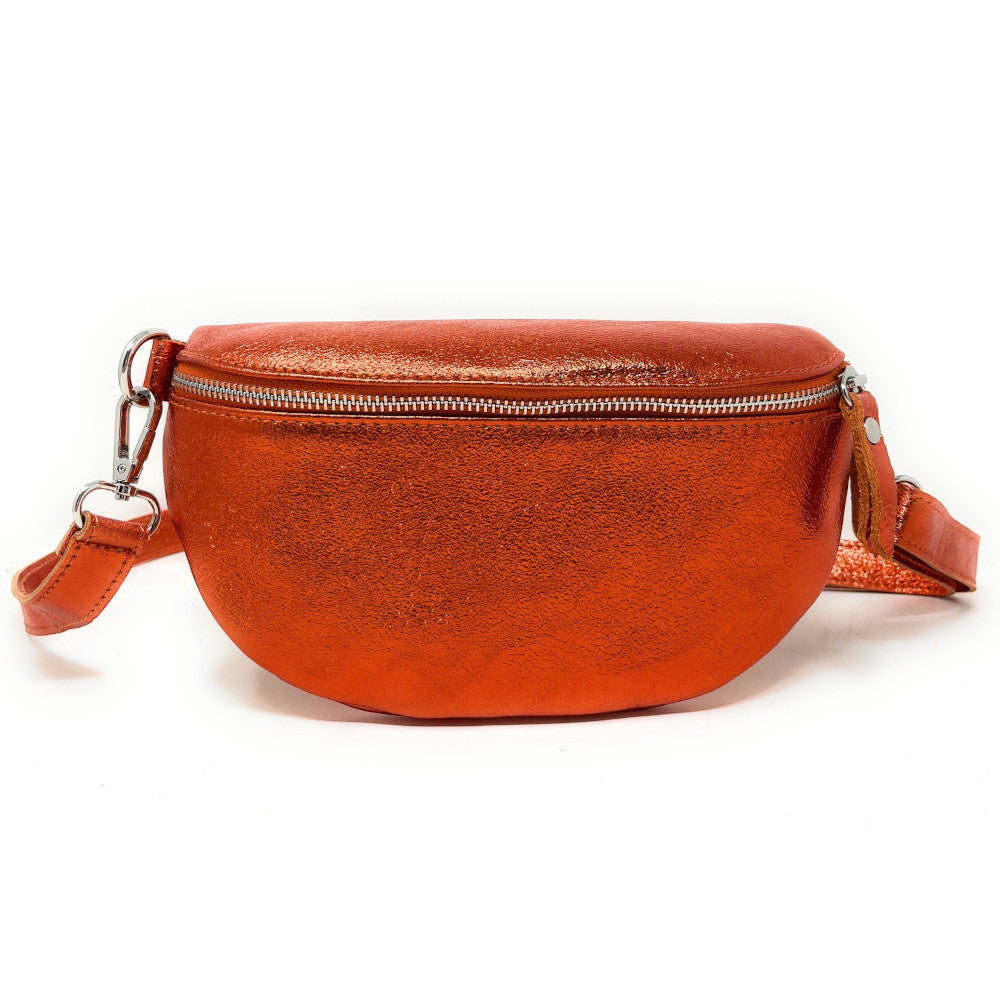 Sac banane en cuir irisé LOU Orange irisé
