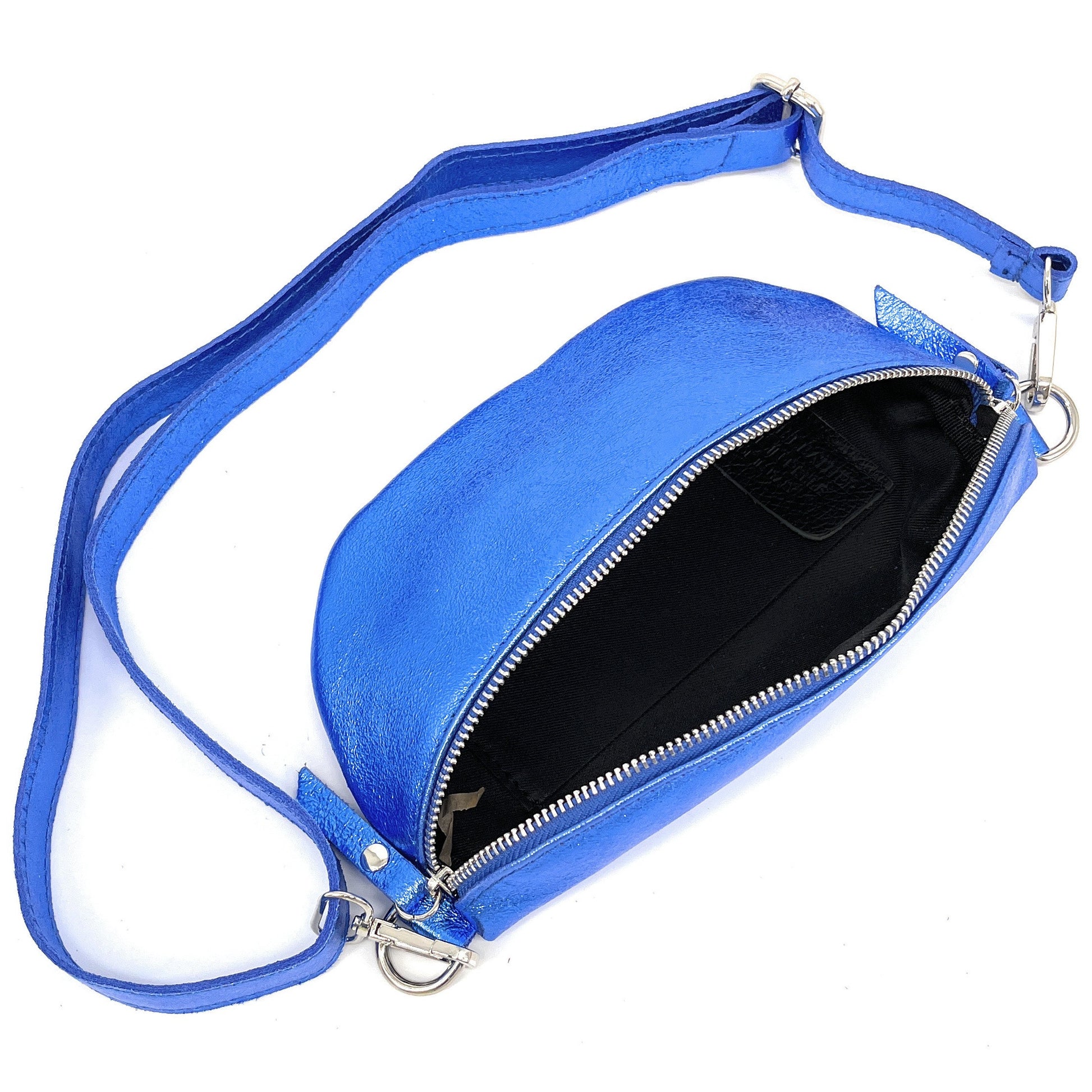 Sac banane en cuir irisé LOU Bleu roi irisé