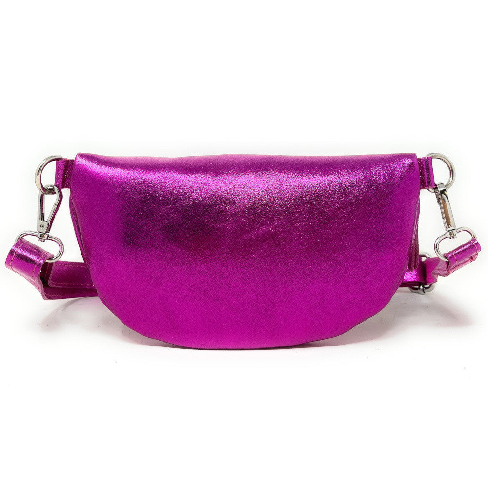 Sac banane en cuir irisé LOU Fuchsia irisé