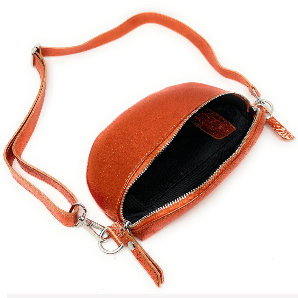 Sac banane en cuir irisé LOU Orange irisé