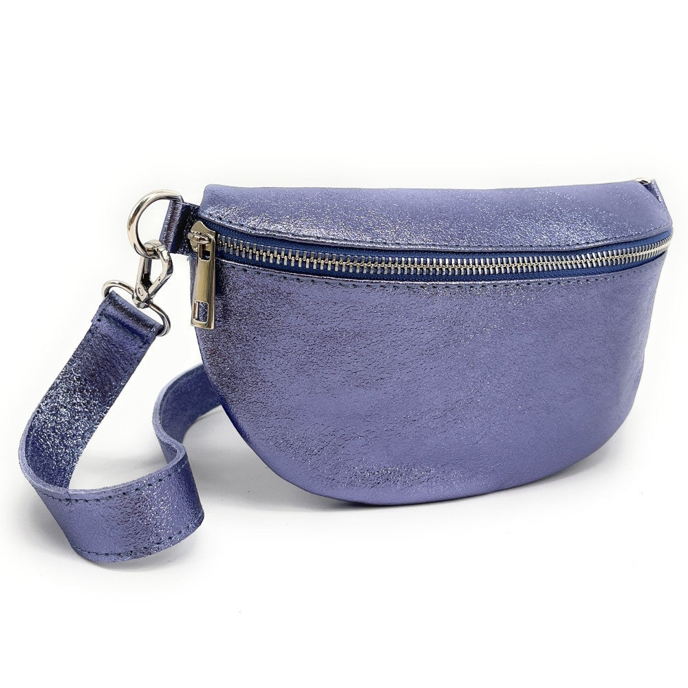 Sac banane en cuir irisé LOU Lilas irisé