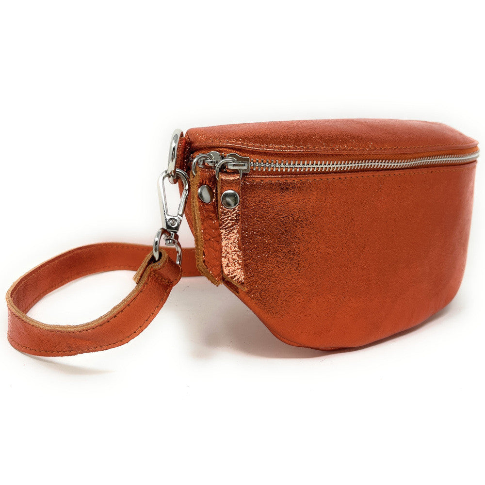 Sac banane en cuir irisé LOU Orange irisé