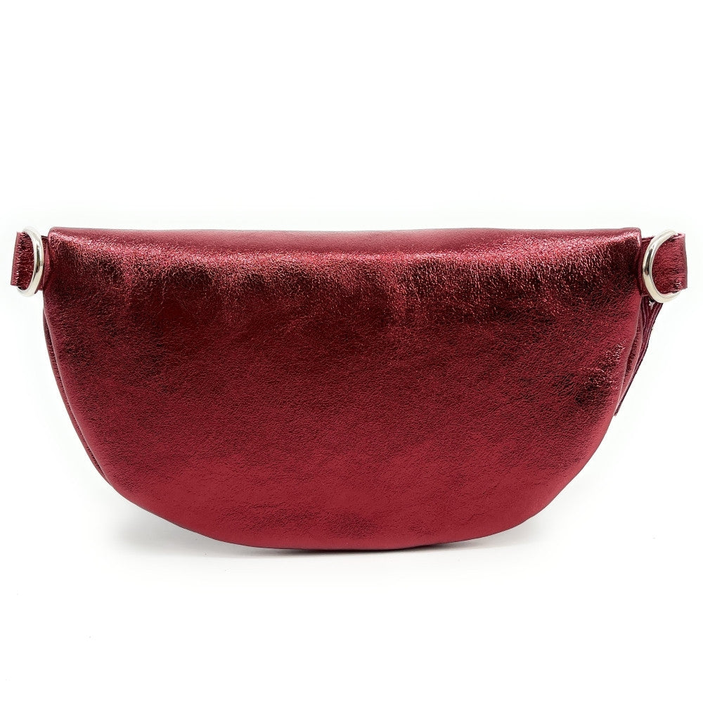 Sac banane en cuir irisé LOU Framboise irisé