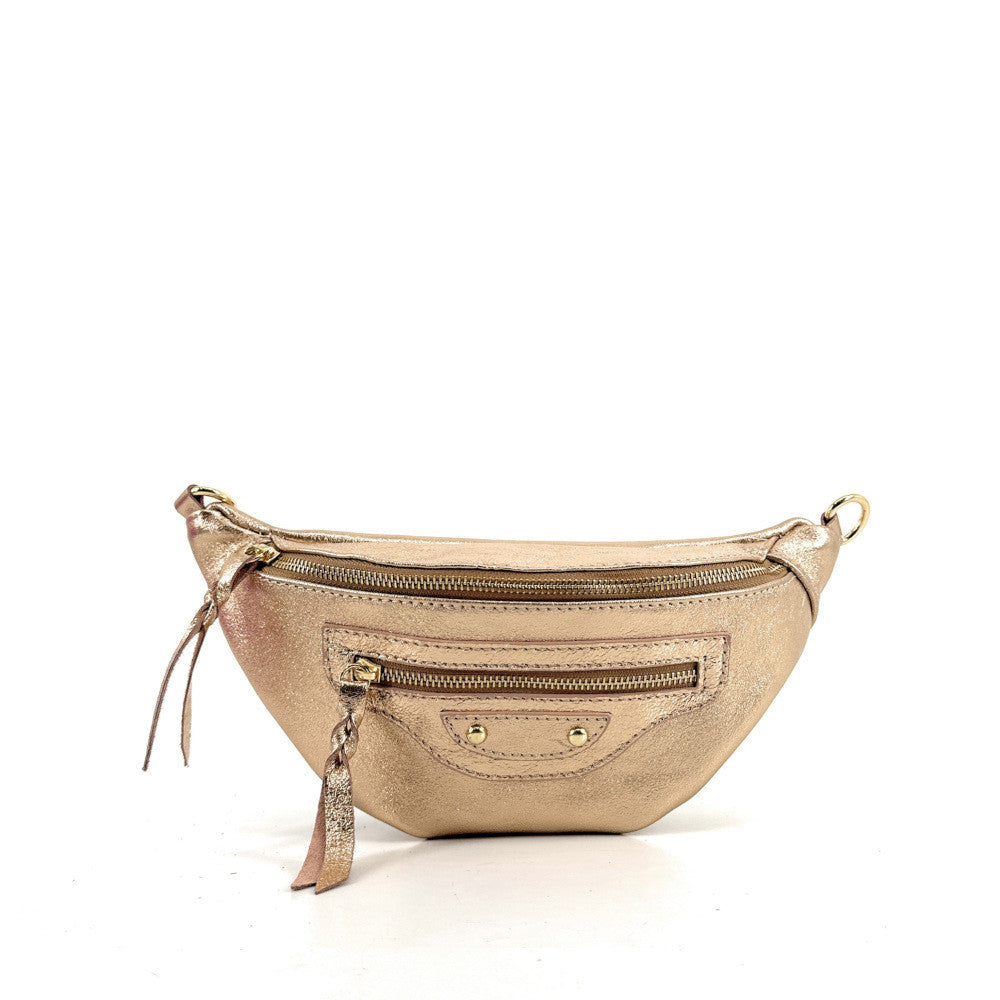 Sac banane en cuir irisé LOUKA GLOW Rose gold