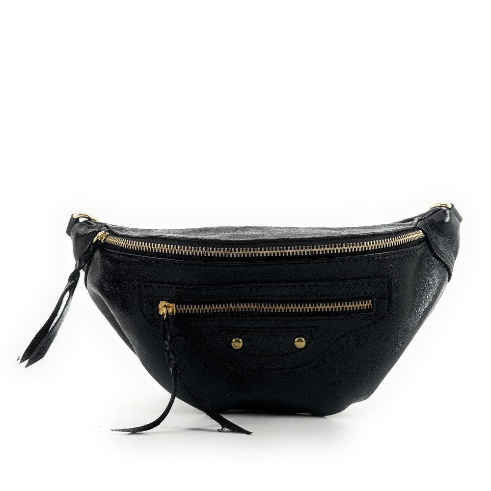 Sac banane en cuir irisé LOUKA GLOW Noir irisé