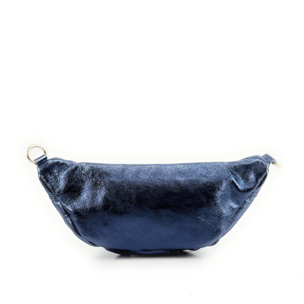 Sac banane en cuir irisé LOUKA GLOW Bleu cobalt