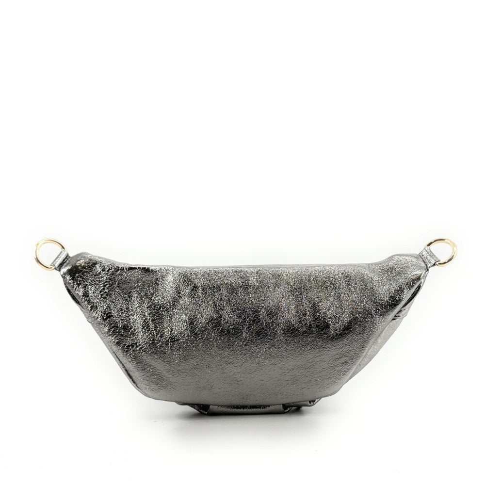 Sac banane en cuir irisé LOUKA GLOW Argent moyen