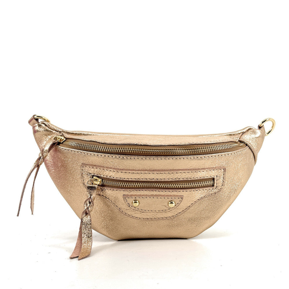 Sac banane en cuir irisé LOUKA GLOW Rose gold