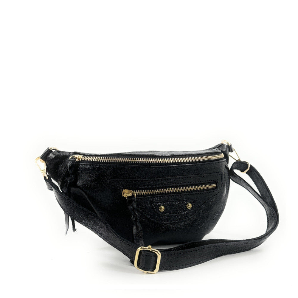 Sac banane en cuir irisé LOUKA GLOW Noir irisé