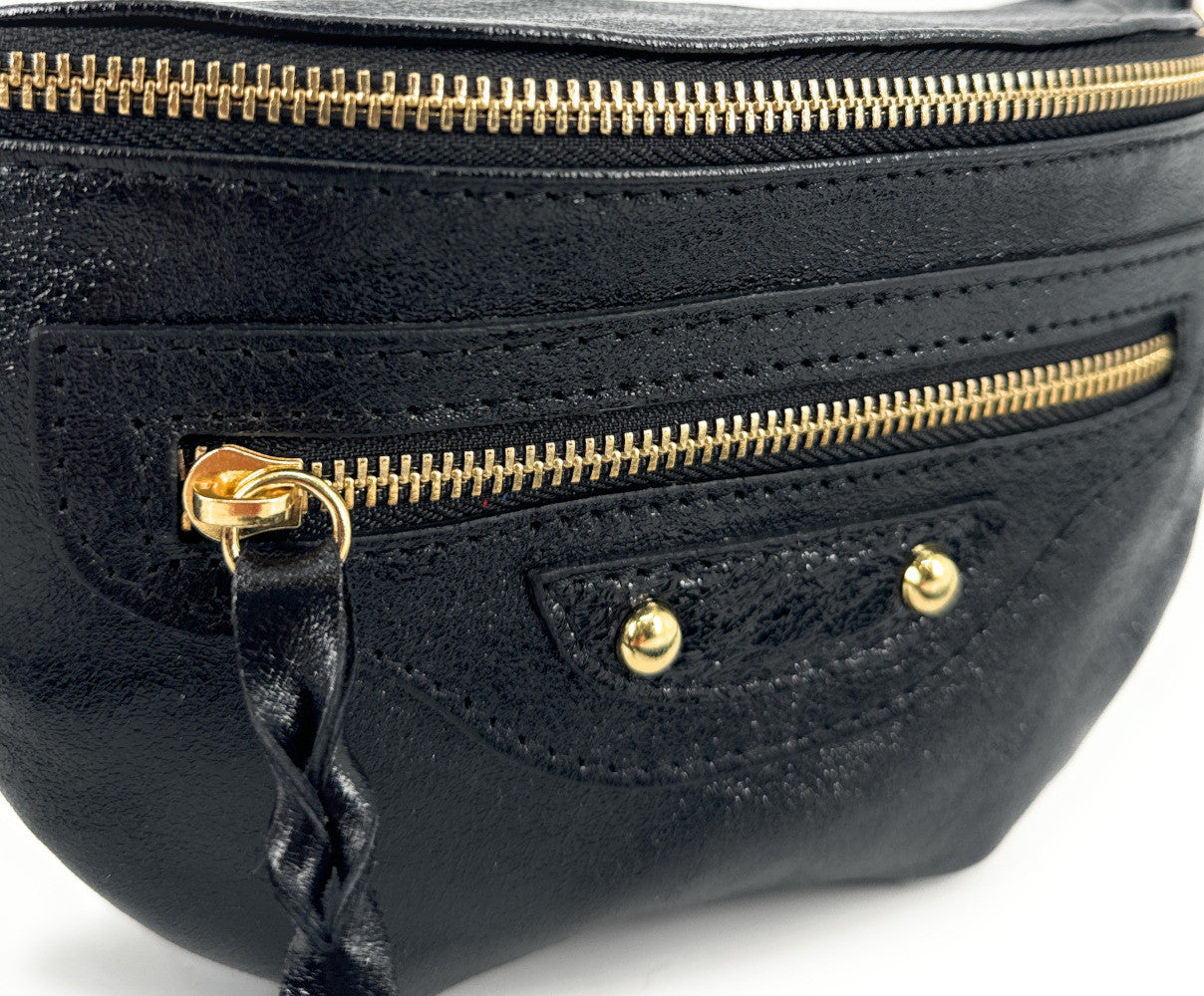 Sac banane en cuir irisé LOUKA GLOW Noir irisé