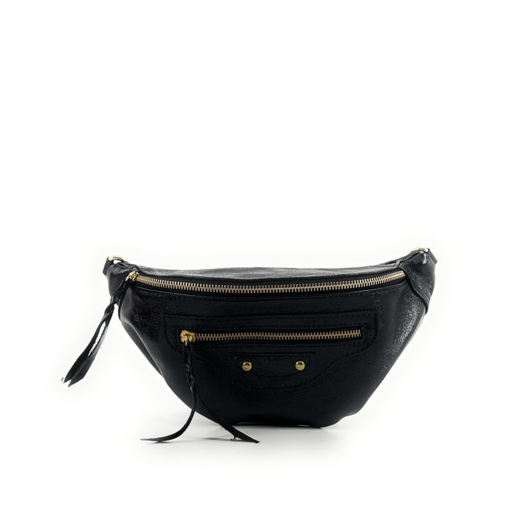 Sac banane en cuir irisé LOUKA GLOW Noir irisé
