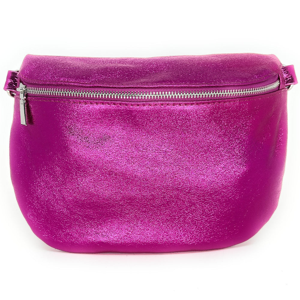 Sac banane en cuir irisé LOUNA PINK EDITION Fuchsia irisé