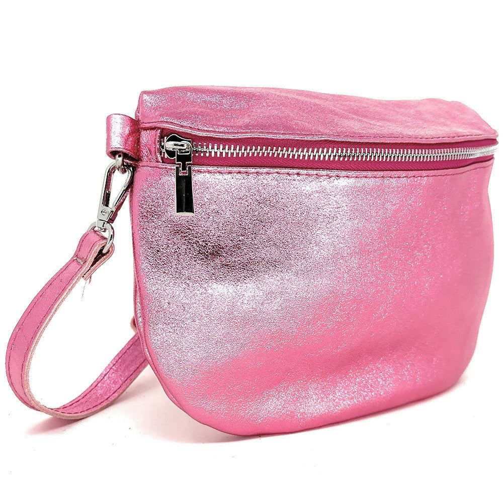 Sac banane en cuir irisé LOUNA PINK EDITION Rose néon