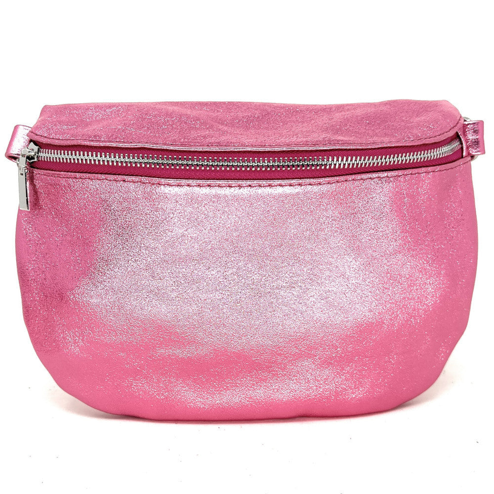 Sac banane en cuir irisé LOUNA PINK EDITION Rose néon