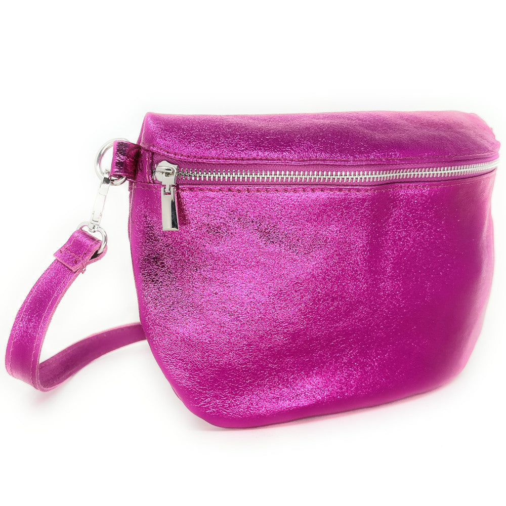 Sac banane en cuir irisé LOUNA PINK EDITION Fuchsia irisé